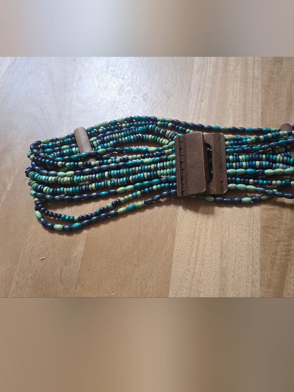 Multi-Strand Beaded Waist Belt - Green & Brown
